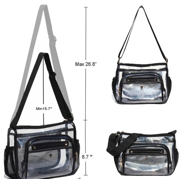 Spacious Clear Crossbody Tote for Women - Ideal for Events, Adjustable 24" Strap - Picture 2 of 7